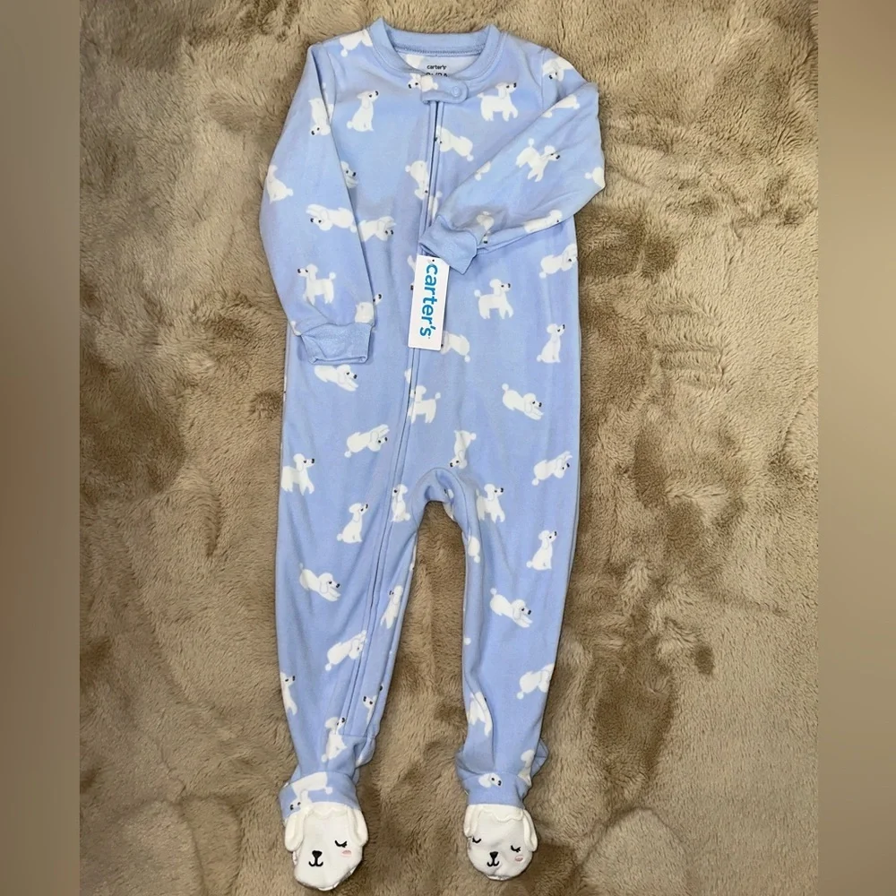 NEW Carter's Light Blue with White Poodle Footie Pajamas